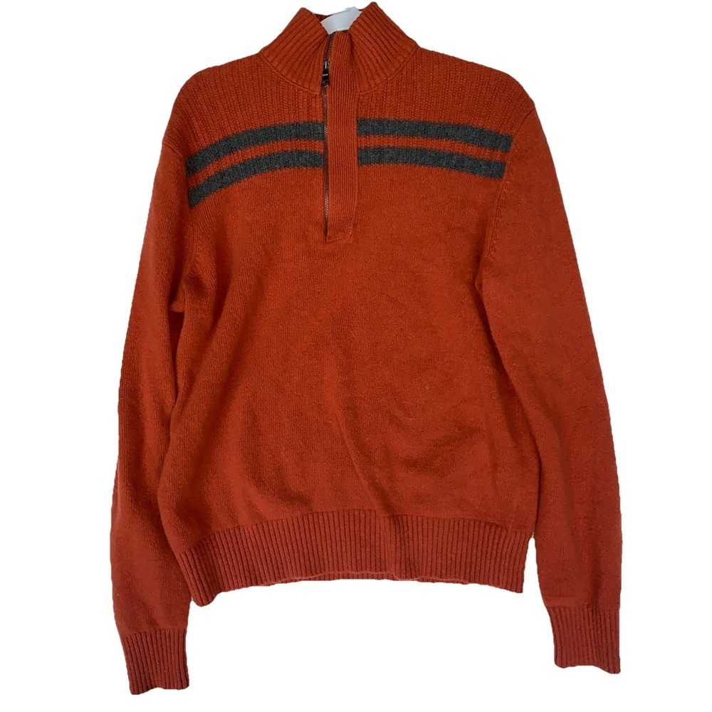 Banana Republic Men's Italian Merino Wool  Half-Zip Sweater Medium Rust Color 68